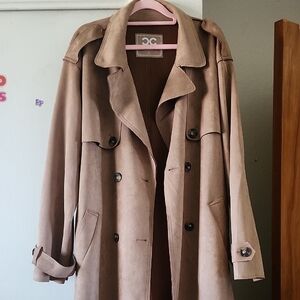 Suede-Look Taupe Trench Coat by Culture Couture